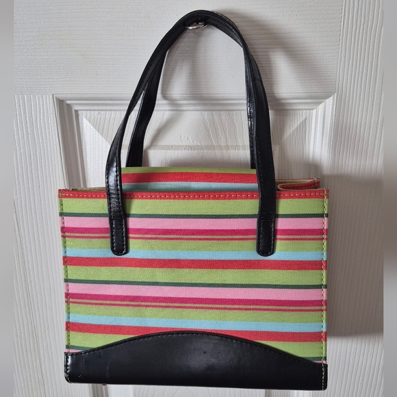 Kate Spade Vintage Small Colorful Striped Handbag With Bow - Picture 2 of 13